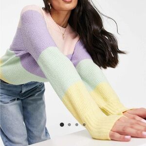 ASOS sweater in rainbow Easter color size is Medium
